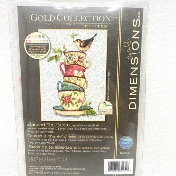 Dimensions Gold Collection "Stacked Tea Cups" - 5" x 7" - New/Sealed (2020) - Picture 3 of 6